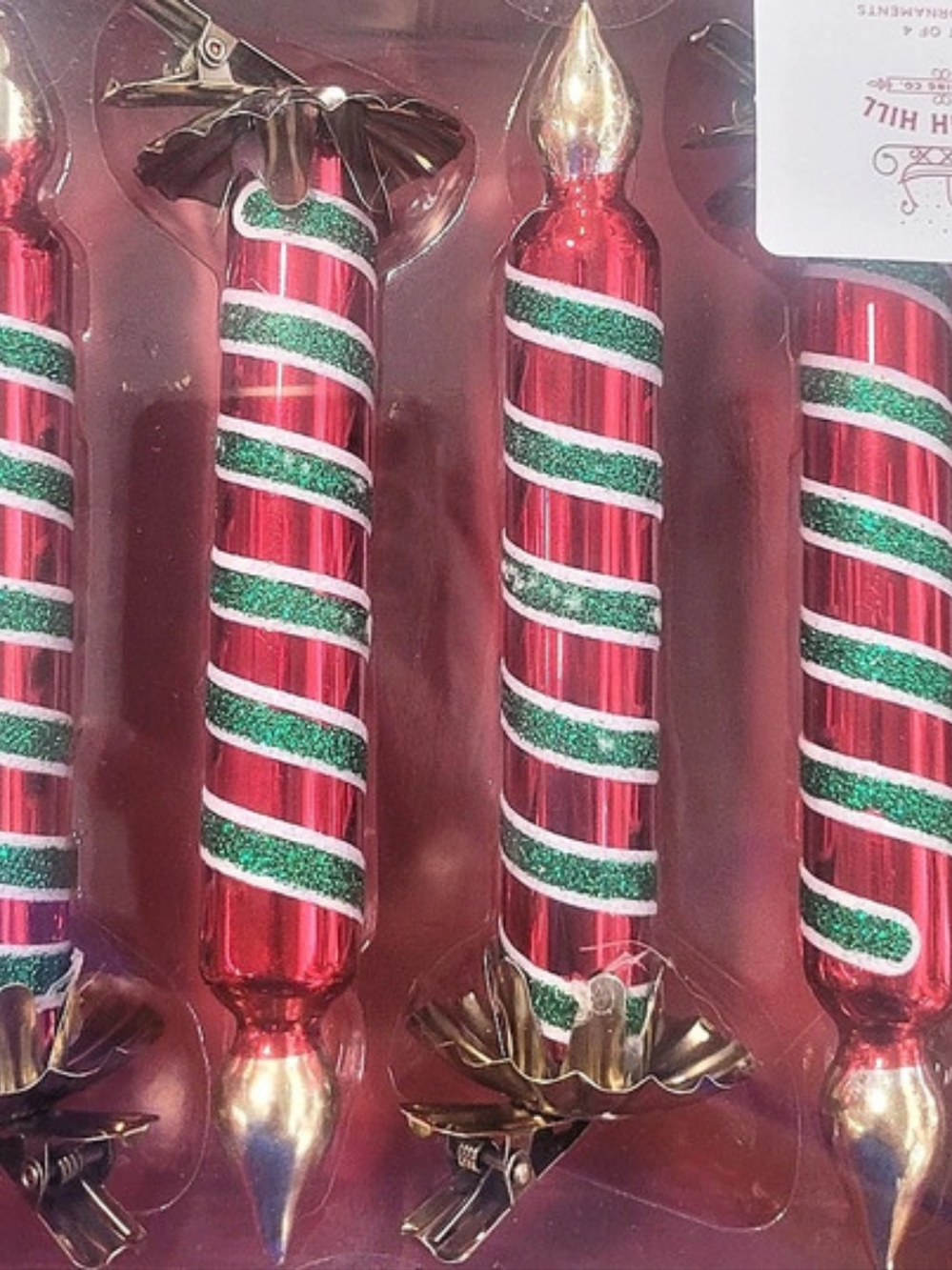 Sleigh Hill Trading Co. Glass Candle Clip-On Ornaments Set of 4